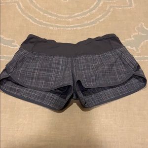 Lululemon Gray Plaid Speed Shorts